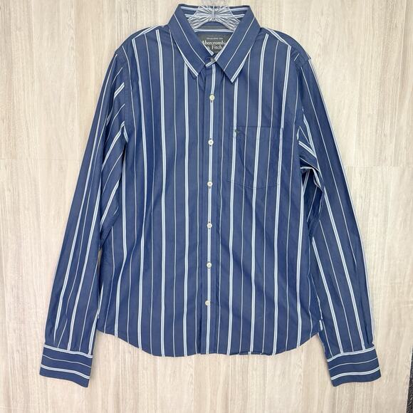 Abercrombie & Fitch Shirt Men XL Muscle Shirt Striped Button Down Long Sleeve - Picture 1 of 12